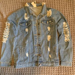 Distressed jean jacket